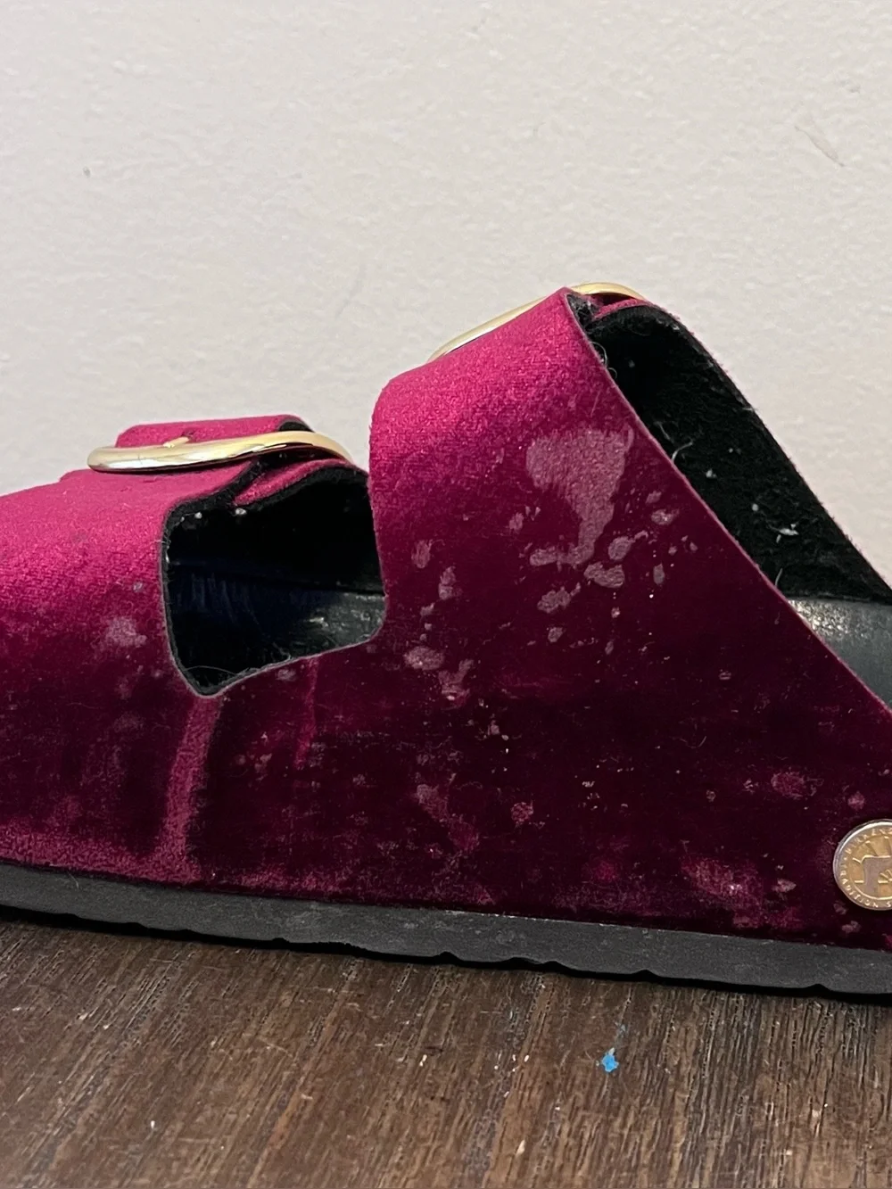 Birkenstock Arizona Big Buckle Velvet Maroon Sandals size 40 Women’s 9 - Picture 4 of 11